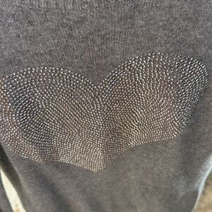 AQUA BRAND sweater cashmere Heart metal‎ flat back crystals XS XXS *read-upcycle